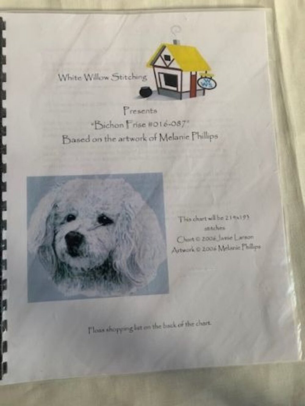 White Willow Stitching Bichon Frise Cross Stitch Pattern Book